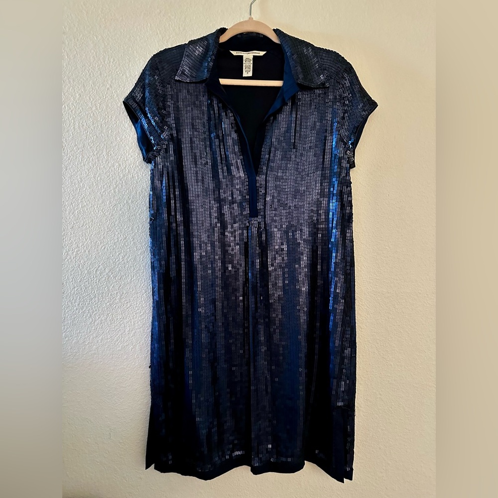 Diane von Furstenberg Navy Silk Dress